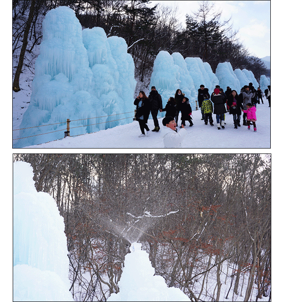 청양 칠갑산 얼음분수 축제, 움직이는이미지:끊임없이 물이 뿜어져 나오는 얼음분수